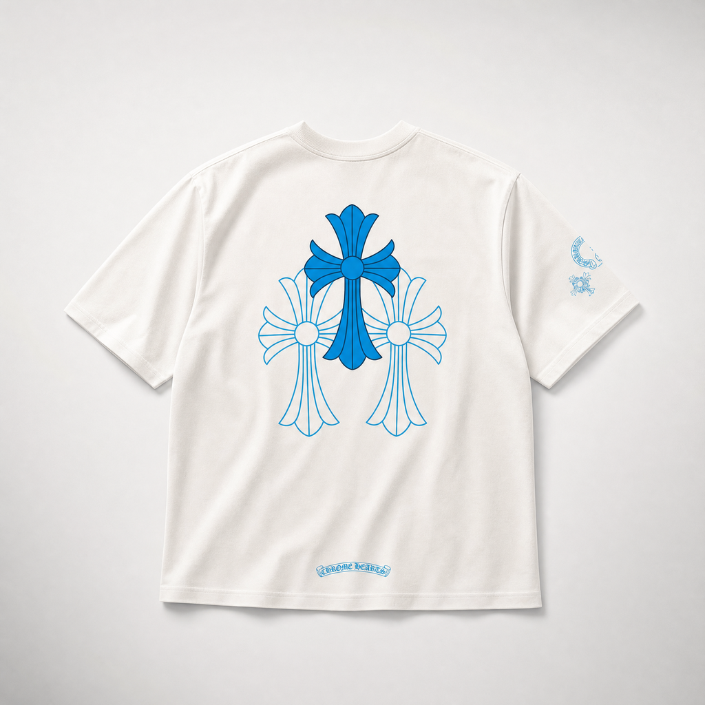 White and blue T-shirt